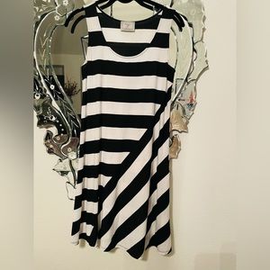 Chalet et ceci black and white striped shift casual dress sleeveless XS